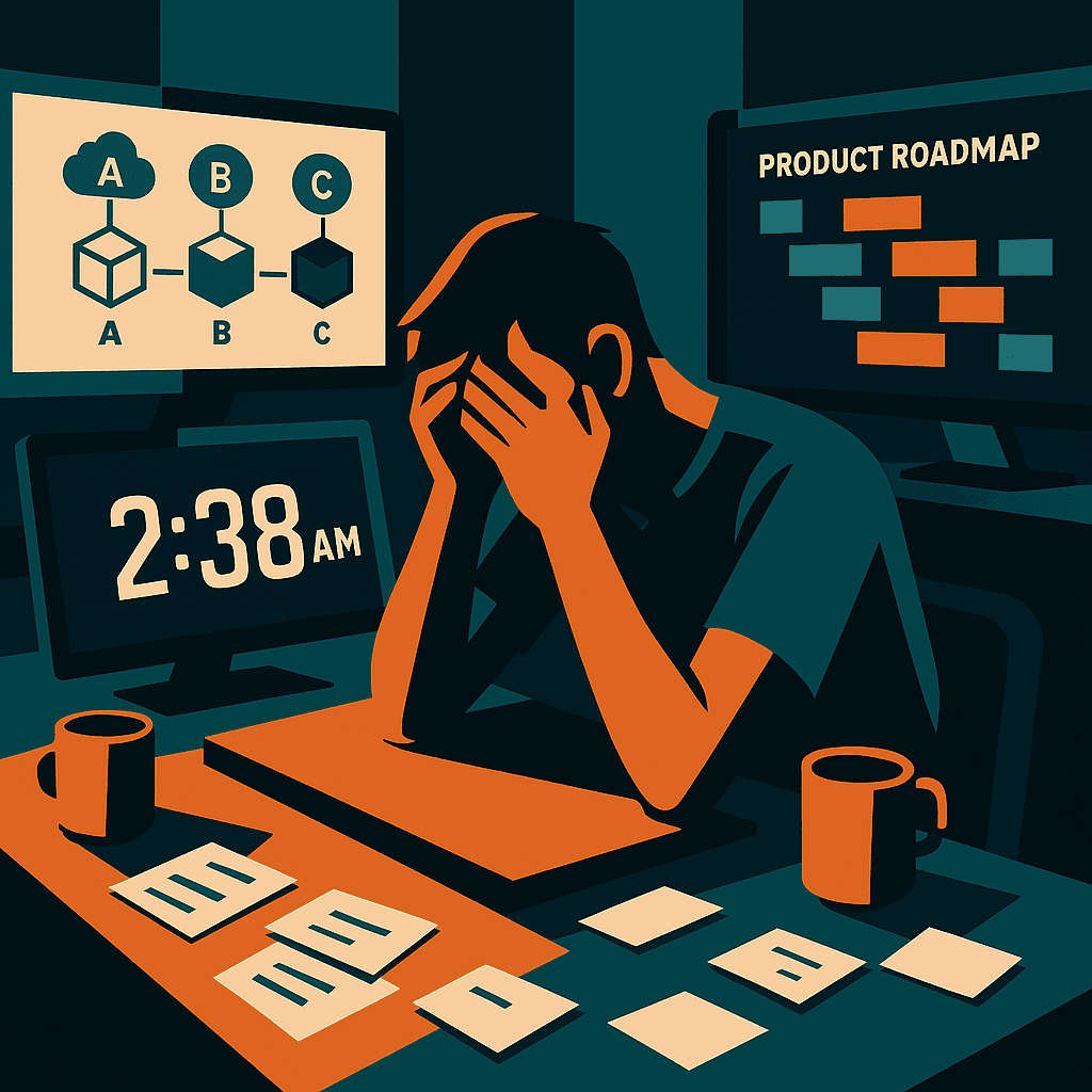 Founder stressed at night over technical decisions